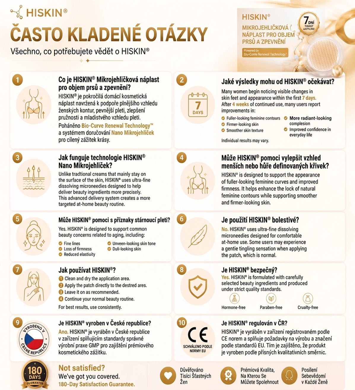 HISKIN®🏆 Náplast s nano mikrojehličkami pro objem, pozvednutí a zpevnění poprsí Volufiline + Exosome + Copper Peptide formule poháněná technologií buněčné obnovy