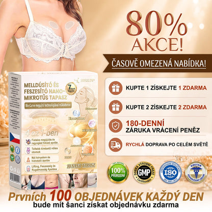 HISKIN®🏆 Náplast s nano mikrojehličkami pro objem, pozvednutí a zpevnění poprsí Volufiline + Exosome + Copper Peptide formule poháněná technologií buněčné obnovy