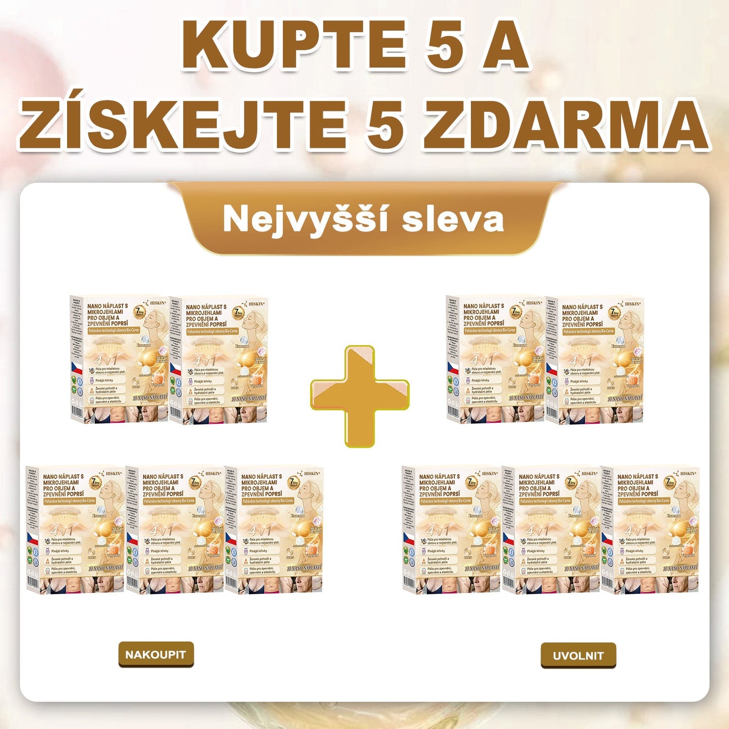 HISKIN®🏆 Náplast s nano mikrojehličkami pro objem, pozvednutí a zpevnění poprsí Volufiline + Exosome + Copper Peptide formule poháněná technologií buněčné obnovy
