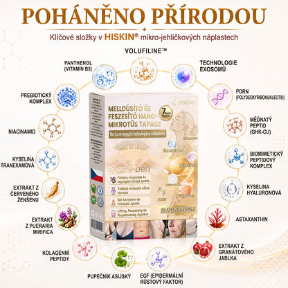 HISKIN®🏆 Náplast s nano mikrojehličkami pro objem, pozvednutí a zpevnění poprsí Volufiline + Exosome + Copper Peptide formule poháněná technologií buněčné obnovy