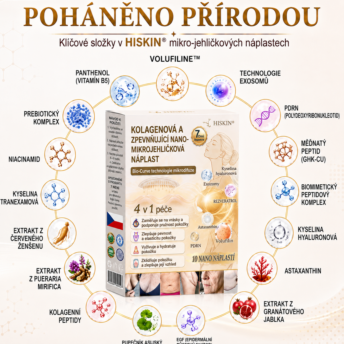 HISKIN®🏆 Náplast s nano mikrojehličkami pro objem, pozvednutí a zpevnění poprsí Volufiline + Exosome + Copper Peptide formule poháněná technologií buněčné obnovy