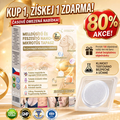 HISKIN®🏆 Náplast s nano mikrojehličkami pro objem, pozvednutí a zpevnění poprsí Volufiline + Exosome + Copper Peptide formule poháněná technologií buněčné obnovy